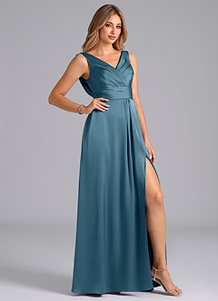 Azazie Karina Bridesmaid Dresses Bermuda A-Line Pleated Stretch Satin Dress image5