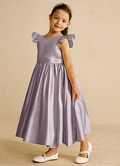 Azazie Violeta Flower Girl Dresses Dusk Ball-Gown Bow Matte Satin Dress image5