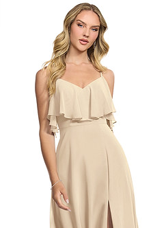 Azazie Jean Bridesmaid Dresses Champagne A-Line Chiffon Convertible Dress image4