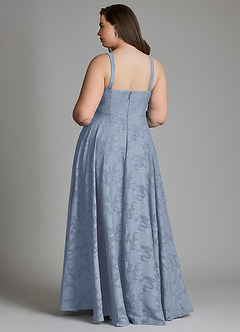 Azazie Shaude Bridesmaid Dresses Dusty Blue A-Line Pleated Floral Burnout Dress image9
