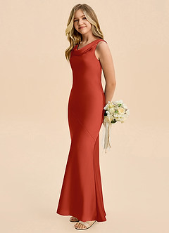 Azazie Rylina Junior Rust Mermaid Stretch Satin Dress image4