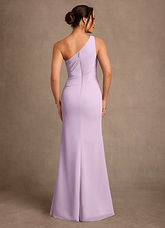 Azazie Floy Mother of the Bride Dresses Frosted Lilac Sheath One Shoulder Chiffon Dress image3