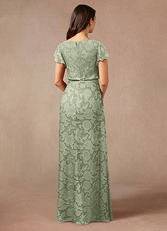Azazie Lehi Mother of the Bride Dresses Agave A-Line Boatneck Floral Burnout Dress image2