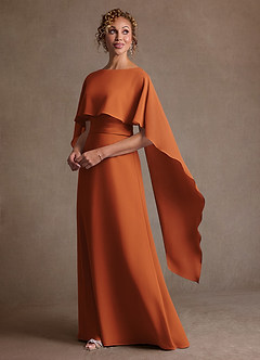 Azazie Marilla Mère de la mariée Robes Robe Trapèze en Mousseline de soie Plissée Cannelle image5