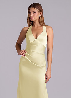 Azazie Amelie Suknie dla druhen Linia A Pofałdowany Satyna elastyczna Do ziemi Sukienka image6