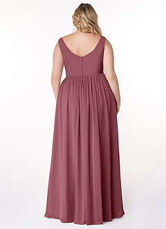 Azazie Keyla Bridesmaid Dresses Desert Rose A-Line V-Neck Pleated Chiffon Dress image7