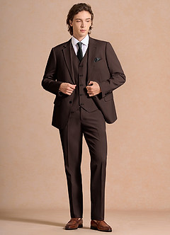 front James Ganache Structured Stretch 3-piece suit