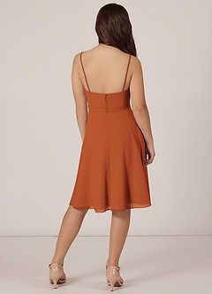 Azazie Kalie Junior Cinnamon A-Line with Belt Chiffon Dress image2