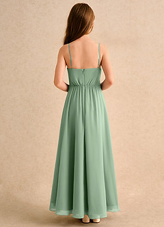 Azazie Twilight Dance Girls Formal Abiti da Ragazza di Fiori Abito A-Line in Chiffon Plissettato Matcha image2
