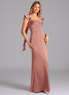 Azazie Adi Brudtärnklänningar Klä av A-Linje i Stretch Satin Plisserad Rosett image3