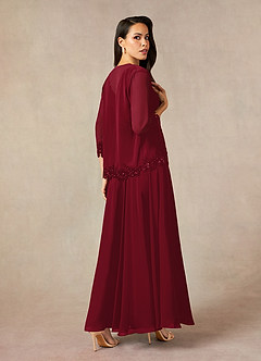 Azazie Devana Abiti per la Madre della Sposa Abito A-Line in Chiffon Lustrini Borgogna image2
