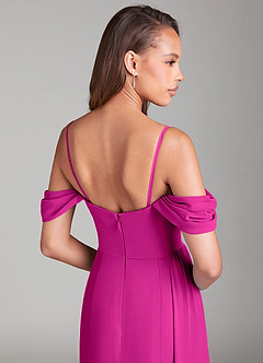 Azazie Amyra Bridesmaid Dresses Fuchsia Sheath Off the Shoulder Chiffon Convertible Dress image7
