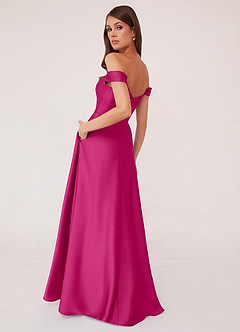 Barbie ♥ Azazie Bridesmaid Dresses Barbie Pink A-Line Off the Shoulder Stretch Satin Convertible Dress image4