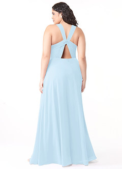 Azazie Jane Bridesmaid Dresses Sky Blue A-Line V-Neck Pleated Chiffon Dress image7
