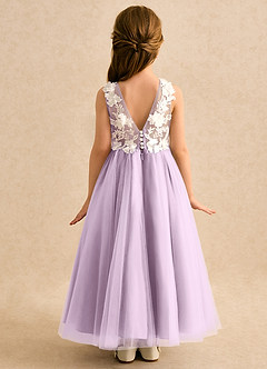 Azazie Mixie Flower Girl Dresses Frosted Lilac Ball-Gown Lace Dress image4