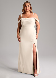 Azazie Saige Bridesmaid Dresses White Alabaster A-Line Off the Shoulder Chiffon Convertible Dress image14