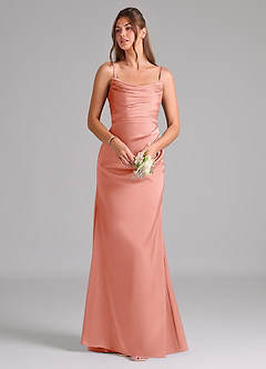 Azazie Lucille Bridesmaid Dresses Coral Mermaid Strapless Stretch Satin Convertible Dress image7