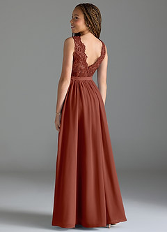 Azazie Elly Junior Auburn A-Line Lace Chiffon Dress image5