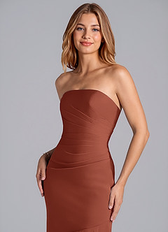 Azazie Danie Bridesmaid Dresses Auburn Sheath Strapless Chiffon Dress image7