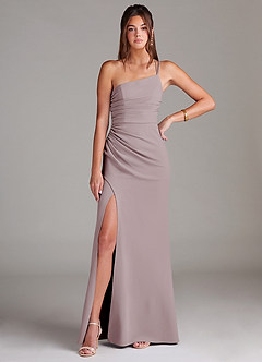 Azazie Eren Jurken voor bruidsmeisjes Jurk van Stretch crêpe met Kolom One-Shoulder Vintage Mauve image3