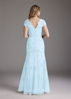 Azazie Marbella Abiti per la Madre della Sposa Abito Sirena in Pizzo con Scollo Queen Anne e Paillettes Azzurro image5