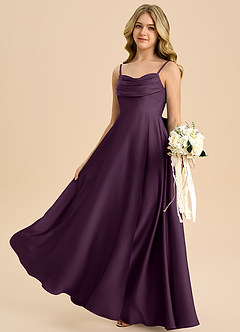 Azazie Bear Junior Plum A-Line Sweetheart Neckline Stretch Satin Dress image5