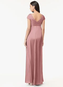 Azazie Allessia Maternity Bridesmaid Dresses A-Line Pleated Stretch Satin Floor-Length Dress image2