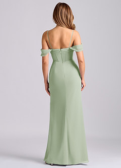 Azazie Joanne Final Sale Dusty Sage Mermaid Off the Shoulder Chiffon Dress image6