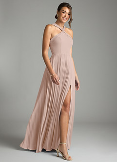 Azazie Afra Bridesmaid Dresses English Rose A-Line Pleated Chiffon Dress image3
