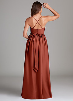 Azazie Llana Maternity Bridesmaid Dresses A-Line Stretch Satin Floor-Length Dress with Pockets image2