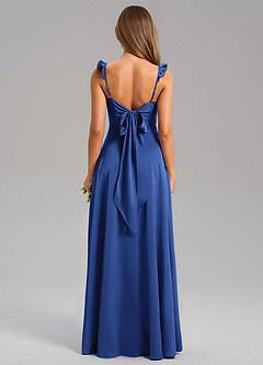 Azazie Everett Bridesmaid Dresses Royal Blue A-Line Stretch Satin Dress image2