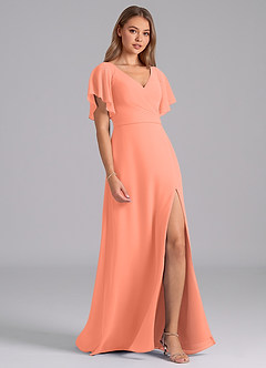 Azazie Ambrosia Bridesmaid Dresses Sunset A-Line Pleated Chiffon Dress image5