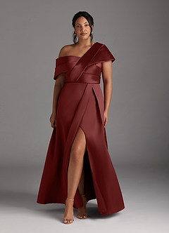 Azazie Marissa Mère de la mariée Robes Robe Trapèze en Mikado Plissé Bourgogne image6