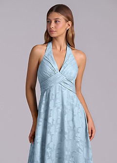 Azazie Tessie Brudtärnklänningar Klä av A-Linje i Blommig Utbrändhet Plisserad Himmelsblå image7