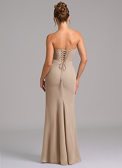 Azazie Sorrel Bridesmaid Dresses Taupe Mermaid Corset Chiffon Dress image2