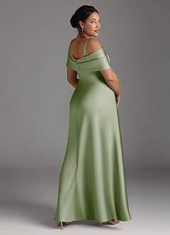 Azazie Milton Mother of the Bride Dresses Dusty Sage A-Line Pleated Stretch Satin Dress image12