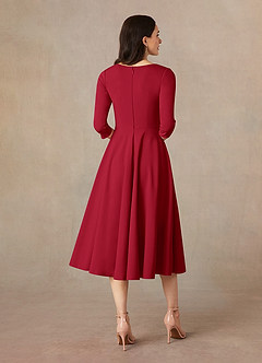Azazie Nassif Kleider für die Brautmutter A-Linie Stretch-Krepp Kleid Scharlachrot image4
