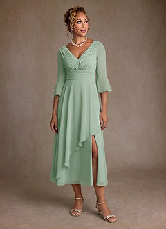 Azazie Aerynne Suknie dla Matki Panny Młodej Linia A Pofałdowany Szyfon Długość herbaty Sukienka image4