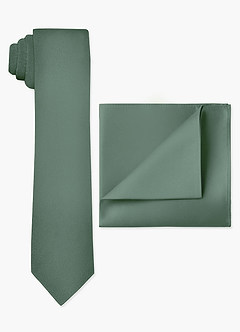 front Matte Satin Skinny Tie and Pocket Square Set