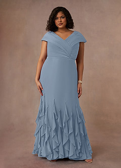 Azazie Bailora Mother of the Bride Dresses Dusty Blue Mermaid Ruched Chiffon Dress image6