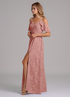 Azazie Dakota Bridesmaid Dresses Rosette A-Line Off the Shoulder Floral Burnout Dress image6