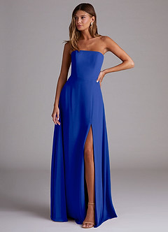 Azazie Wren Bridesmaid Dresses Royal Blue A-Line Side Slit Chiffon Convertible Dress image1