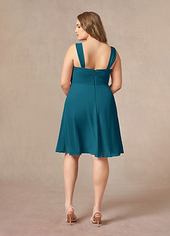 Azazie Olivia Abiti per la Madre della Sposa Abito A-Line in Chiffon Plissettato con Scollo Quadrato Blu Inchiostro image11