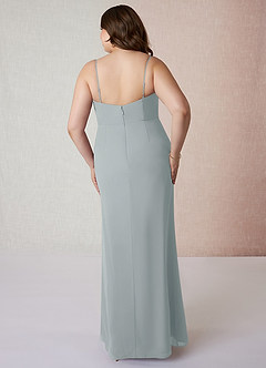 Azazie Tayla Bridesmaid Dresses Dolphin Grey Sheath Square Neckline Chiffon Dress image7