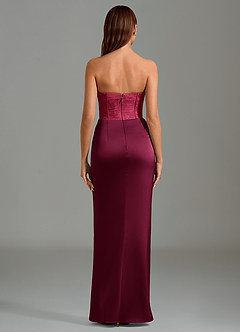 Azazie Emilia Bridesmaid Dresses Burgundy Mermaid Strapless Stretch Satin Dress image2