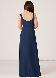 Azazie Renee Junior Dark Navy A-Line Side Slit Chiffon Dress image2