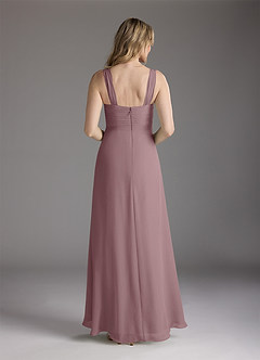 Azazie Weisz Abiti per la Madre della Sposa Abito A-Line in Chiffon Plissettato con Scollo Quadrato Rosa Polverosa image6