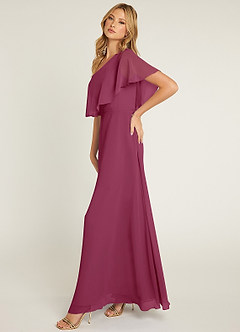 Azazie Lizzy Bridesmaid Dresses Mulberry A-Line One Shoulder Chiffon Dress image4