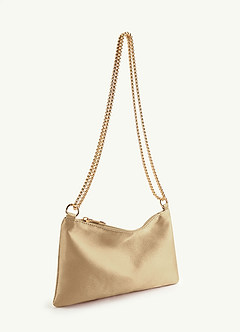 front Sac à bandoulière réglable en satin métallisé de couleur assortie