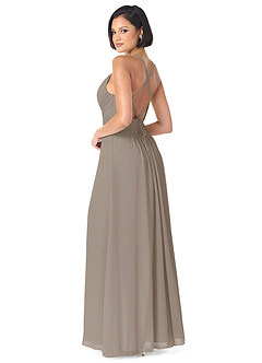 Azazie Farren Bridesmaid Dresses Taupe A-Line Pleated Chiffon Convertible Dress image5